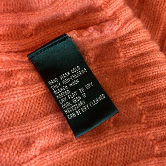Lauren by Ralph Lauren Sz Small Orange Cashmere Cable Sweater - Picture 7 of 8
